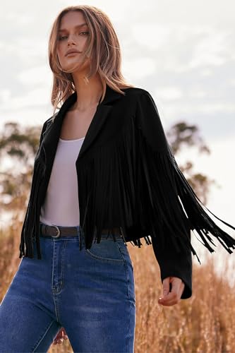 Apparel-Women's Fringe Faux Suede Leather Jacket