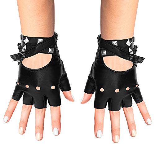 Apparel-Skeleteen Fingerless Faux Leather Gloves